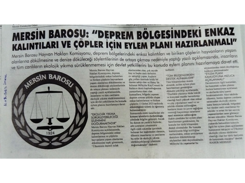 Deprem bölgesindeki enkaz kalıntıları ve çöpler için eylem planı yapılmalı