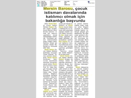 BASINDA MERSİN BAROSU (Çocuk İstismarı Paneli) 06.10.2017