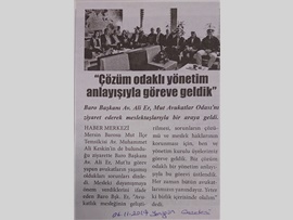 BASINDA BAROMUZ (Baro Başkanı Av. Ali Er, Mut Avukatlar Odası'nı Ziyaret Etti)