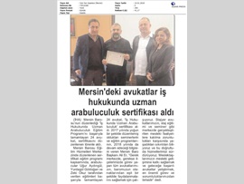 BASINDA BAROMUZ (İş Hukukunda Uzman Arabuluculuk Sertifika Töreni)