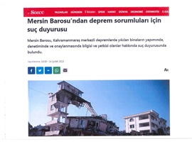 Mersin Barosu müteahhitler hakkında suç duyurusunda bulundu