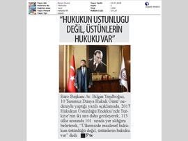 BASINDA BAROMUZ (Baro Başkanımızın Dünya Hukuk Günü Mesajı)