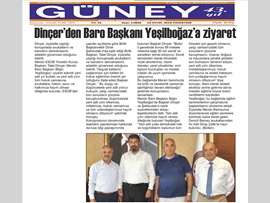 BASINDA BAROMUZ (ESOB Başkanı Talat Dinçer'e Baro Başkanımız Bilgin Yeşilboğaz'a Ziyaret)