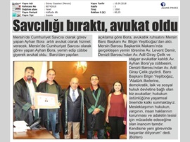 MERSİN'DE SAVCILIĞI BIRAKIP AVUKAT OLDU