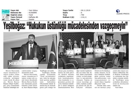 BASINDA BAROMUZ (Yeşilboğaz; "Hukukun Üstünlüğü Mücadelesinden Vazgeçmeyin")