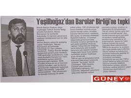 BASINDA BAROMUZ (Yeşilboğaz, "TBB, Avukatlık Kanununu Yok Saymıştır")