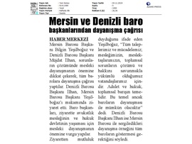 BASINDA BAROMUZ (Mersin ve Denizli Baro Başkanlarından Dayanışma Örneği)