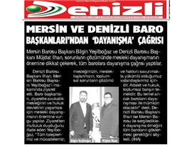 BASINDA BAROMUZ (Mersin ve Denizli Baro Başkanlarından Dayanışma Örneği)