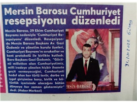 Mersin Barosu Cumhuriyet Resepsiyonu düzenledi