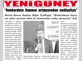 BASINDA BAROMUZ (Yeşilboğaz: Konkordato İlanının Artmasında Endişe Ediyoruz")