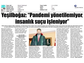 BASINDA BAROMUZ (Yeşilboğaz, "Pandemi yönetilemiyor, insanlık suçu işleniyor")