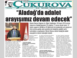 BASINDA BAROMUZ (Yeşilboğaz: "Aladağ'da Adalet Arayışımız Devam Edecek")