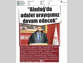 BASINDA BAROMUZ (Yeşilboğaz: "Aladağ'da Adalet Arayışımız Devam Edecek")