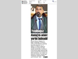 BASINDA BAROMUZ (Yeşilboğaz: "Aladağ'da Adalet Arayışımız Devam Edecek")