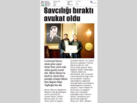 MERSİN'DE SAVCILIĞI BIRAKIP AVUKAT OLDU