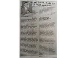 Başkanımız Gazi Özdemir'den Medeni Kanun'un kabul edilmesinin yıldönümü mesajı