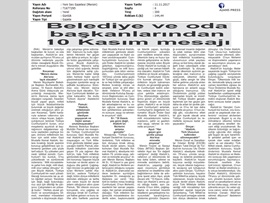 BASINDA BAROMUZ (Mersin Barosu Başkanı Av. Ali ER,  ‘10 Kasım Atatürk’ü Anma Günü’ nedeniyle yazılı mesaj yayımladı.)