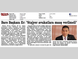 BASINDA BAROMUZ (Baro Başkanımız, Stajyer Avukatların Maaş Alabilmesi İçin Adalet Bakanlığı'na Başvurdu)