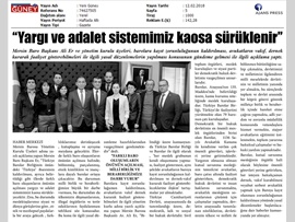 BASINDA BAROMUZ (Baro Bşk. Er: "Yargı ve Adalet Sistemimiz Kaosa Sürüklenir")