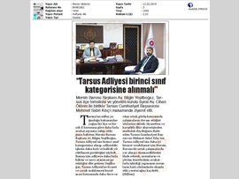 BASINDA BAROMUZ (Yeşilboğaz: "Tarsus Adliyesi 1. Sınıf Kategorisine Alınmalı")