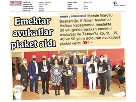 Meslekte Onur Plaket Töreni