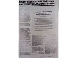 Baro başkanlarından provokasyon uyarısı