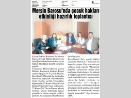 BASINDA BAROMUZ (Mersin Barosu'nda "Dünya Çocuk Hakları Günü" Etkinliğinin Hazırlık Toplantısı Yapıldı)