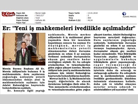 BASINDA BAROMUZ (Baro Başkanımız, Mersin'de Yeni İş Mahkemelerinin Açılması İçin Adalet Bakanlığı'na Başvurdu)