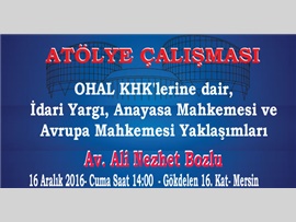 16 ARALIK 2016 Cuma günü Atölye Çalışması