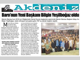 BASINDA BAROMUZ (Mersin Barosu'nun Yeni Başkanı Av. Bilgin Yeşilboğaz Oldu)