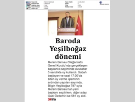 BASINDA BAROMUZ (Mersin Barosu'nun Yeni Başkanı Av. Bilgin Yeşilboğaz Oldu)