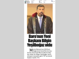BASINDA BAROMUZ (Mersin Barosu'nun Yeni Başkanı Av. Bilgin Yeşilboğaz Oldu)