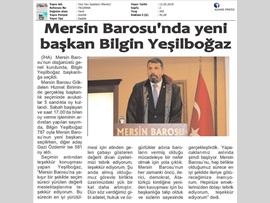 BASINDA BAROMUZ (Mersin Barosu'nun Yeni Başkanı Av. Bilgin Yeşilboğaz Oldu)