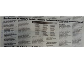 Barolardan Can Atalay'a destek