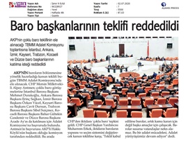 BASINDA BAROMUZ (Baro Başkanlarının komisyona katılma talebi reddedildi)
