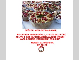 BAROMUZDA AŞURE İKRAMI YAPILACAK
