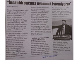 BASINDA BAROMUZ (Yeşilboğaz: "İnsanlık Suçuna Uyanmak İstemiyoruz")