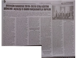 BASINDA BAROMUZ (Staj Eğitim Dönemi Açılışı, 9 Baro Başkanının Katılımıyla Yapıldı)