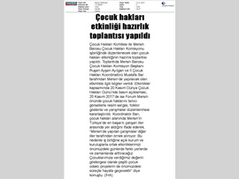 BASINDA BAROMUZ (Mersin Barosu'nda "Dünya Çocuk Hakları Günü" Etkinliğinin Hazırlık Toplantısı Yapıldı)