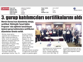 BASINDA BAROMUZ (Bilirkişilik Temel Eğitim Programının 3. Gurup Katılımcıları Sertifikalarını Aldı)