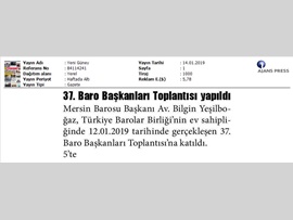 BASINDA BAROMUZ (Baro Başkanımız 37. Baro Başkanları Toplantısı'na Katıldı)