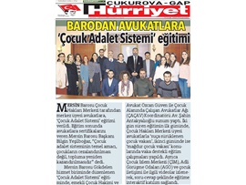 BASINDA BAROMUZ (Avukatlarımıza Çocuk Adalet Sistemi Eğitimi Verildi)
