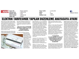76 Baro: "Elektrik tarifesine yapılan düzenleme Anayasaya aykırı"
