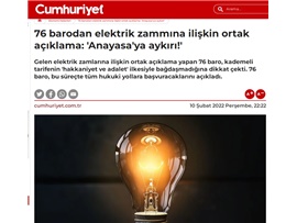 76 Baro: "Elektrik tarifesine yapılan düzenleme Anayasaya aykırı"
