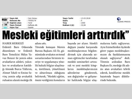 BASINDA BAROMUZ (Baro Bşk. Er, "Mesleki Eğitimleri Artırdık")