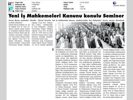 BASINDA BAROMUZ (Mersin Barosu 'Yeni İş Kanunu' Konulu Seminer Düzenledi)
