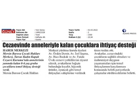 Cezaevinde anneleriyle kalan çocuklara ihtiyaç desteği