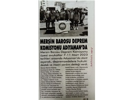 Mersin Barosu Deprem Komisyonu Adıyaman'da