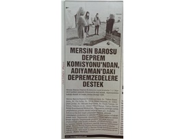 Mersin Barosu Deprem Komisyonu Adıyaman'da