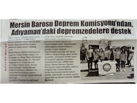 Mersin Barosu Deprem Komisyonu Adıyaman'da